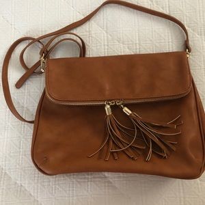 Brown faux leather crossbody